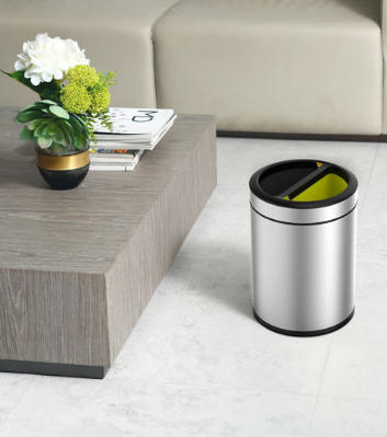 Balde Reciclage Inox Satinado 2x5L Round Open